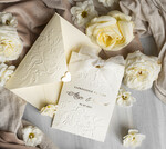 Zaproszenia ślubne z perełkami / tłoczeniem zaproszenia ślubne w kieszonce, eleganckie zaproszenia ślubne z jedwabną wstążką, tłoczone zaproszenia na ślub i wesele, tłoczone złote zaproszenie na ślub5