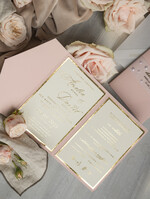 Zaproszenia ślubne z perełkami / tłoczeniem złocone zaproszenia ślubne z perełkami, eleganckie zaproszenie na ślub z perełkami i kalką, kalkowa obwoluta z perłami złocone zaproszenie na ślub cywilny9