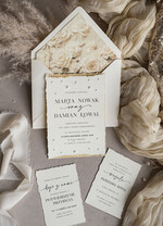 Zaproszenia ślubne z perełkami / tłoczeniem darte złocone zaproszenia ślubne z perełkami, różowe peonie zaproszenie na ślub z perełkam, rwane złocone zaproszenie na ślub cywilny perły i piwonie15