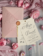 Zaproszenia ślubne z perełkami / tłoczeniem eleganckie ślubne zaproszenia, oryginalne zaproszenia ślubne, tłoczone zaproszenia ślubne z płatkami złota , zaproszenia na ślub z tłoczonymi kwiatami0