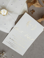 Zaproszenia ślubne z perełkami / tłoczeniem zaproszenia ślubne z perełkami, minimalistyczne zaproszenie na ślub z perełkami i kalką, rwane złocone zaproszenie na ślub cywilny perły7