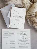Zaproszenia ślubne z perełkami / tłoczeniem zaproszenia ślubne z perełkami, minimalistyczne zaproszenie na ślub z perełkami, delikatne zaproszenia na ślub cywilny z perełkami, perełki na zaproszeniach 5