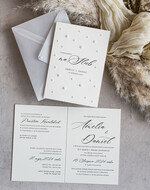 Zaproszenia ślubne z perełkami / tłoczeniem zaproszenia ślubne z perełkami, minimalistyczne zaproszenie na ślub z perełkami, delikatne zaproszenia na ślub cywilny z perełkami, perełki na zaproszeniach 6