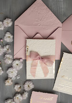 Zaproszenia ślubne z perełkami / tłoczeniem oryginalne zaproszenia ślubne, złote tłoczone zaproszenia ślubne, zaproszenia na ślub z tłoczonymi kwiatami, darte zaproszenie ślubne7