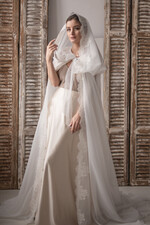 Panna Młoda Bolerka bolerka, narzutki, sweterki szyfonowy płaszcz ślubny, cienki płaszcz ślubny, narzutka ślubna ecru, płaszcz do sukni ślubnej0