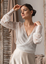 Panna Młoda Bolerka bolerka, narzutki, sweterki Narzutka na letni ślub, Bolerko kopertowe, eleganckie bolerko ślubne, bolerko do sukni ślubnej, delikatne bolerko ślubne, letnia narzutka ślubna2