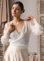 Panna Młoda Bolerka bolerka, narzutki, sweterki Narzutka na letni ślub, Bolerko kopertowe, eleganckie bolerko ślubne, bolerko do sukni ślubnej, delikatne bolerko ślubne, letnia narzutka ślubna3