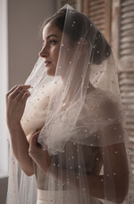 Panna Młoda Bolerka bolerka, narzutki, sweterki ślubne bolerkadługi koralikowy płaszczyk do sukienki ślubnej, cienki płaszczyk ślubny z koralikami długi z kapturem 3