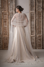 Panna Młoda Bolerka bolerka, narzutki, sweterki ślubne bolerkadługi koralikowy płaszczyk do sukienki ślubnej, cienki płaszczyk ślubny z koralikami długi z kapturem 7