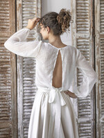 Panna Młoda Bolerka bolerka, narzutki, sweterki Bolerko z odkrytymi plecami, eleganckie bolerko ślubne, bolerko do sukni ślubnej, delikatne bolerko ślubne, letnia narzutka ślubne 5