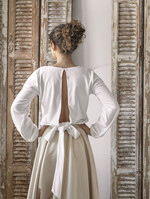 Panna Młoda Bolerka bolerka, narzutki, sweterki Bolerko z odkrytymi plecami, eleganckie bolerko ślubne, bolerko do sukni ślubnej, delikatne bolerko ślubne, letnia narzutka ślubne 4