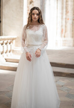 Panna Młoda Bolerka bolerka, narzutki, sweterki Delikatne szyfonowe bolerko ślubne z dlugim rekawem,  Bolerko ślubne Boho z odkrytymi plecami, delikatna mgiełka6