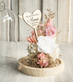 Prezenty dla Mamy kwiaty flowerboxy wieczna róża w szklanej kopule, prezent dla mamy flowerbox z suszonych kwiatów, suszone kwiaty w szkle, kompozycja kwiatowa w kopułce ze szkła 3