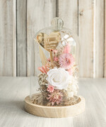 Prezenty dla Mamy kwiaty flowerboxy wieczna róża w szklanej kopule, prezent dla mamy flowerbox z suszonych kwiatów, suszone kwiaty w szkle, kompozycja kwiatowa w kopułce ze szkła 0