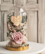 Prezenty dla Mamy kwiaty flowerboxy różowa wieczna róża w szklanej kopule, prezent dla mamy flowerbox z suszonych kwiatów, suszone kwiaty w szkle, kompozycja kwiatowa w kopułce ze szkła 8