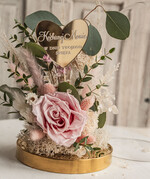 Prezenty dla Mamy kwiaty flowerboxy różowa wieczna róża w szklanej kopule, prezent dla mamy flowerbox z suszonych kwiatów, suszone kwiaty w szkle, kompozycja kwiatowa w kopułce ze szkła 10