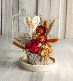 Prezenty dla Mamy kwiaty flowerboxy flowerbox, pomysł na prezent na dzień mamy, prezent dla mamy kwiaty w kopule kompozycja z kwiatów suszonych wieczne roze, kwiaty w szkle, bordowa wieczna róża6