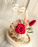 Prezenty dla Mamy flowerboxy, box ze słodyczami  kompozycja kwiatowa w szklanej kopule, prezent dla mamy flowerbox z suszonych kwiatów, suszone kwiaty w szkle, prezent na dzień mamy kwiaty6