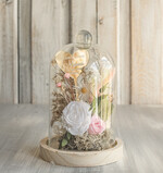 Prezenty dla Mamy kwiaty flowerboxy wieczna róża w szklanej kopule, prezent dla mamy flowerbox z suszonych kwiatów, suszone kwiaty w szkle, kompozycja kwiatowa w kopułce ze szkła5