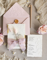 Zaproszenia na Komunię  dziewczynka  Różowe zaproszenia komunijne z dmuszkiem dla dziewczynki, zaproszenia na komunię ze wstążką, złote zaproszenia na komunię, zaproszenia na Pierwszą Komunię3