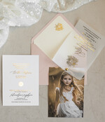 Zaproszenia na Komunię  dziewczynka  proste nowoczesne zaroszenia na komunię foto zaproszenia, komunijne ze zdjeciem kalkowe 1
