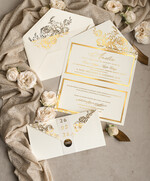 Zaproszenia na Komunię  dziewczynka  Nowoczesne zaproszenia na Komunię, Złote Zaproszenia na Komunię dla dziewczynki, Eleganckie zaproszenia Komunijne ze złotymi literami13