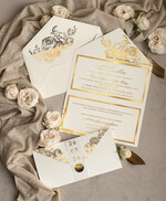 Zaproszenia na Komunię  dziewczynka  Nowoczesne zaproszenia na Komunię, Złote Zaproszenia na Komunię dla dziewczynki, Eleganckie zaproszenia Komunijne ze złotymi literami14