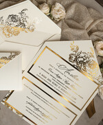 Zaproszenia na Komunię  dziewczynka  Nowoczesne zaproszenia na Komunię, Złote Zaproszenia na Komunię dla dziewczynki, Eleganckie zaproszenia Komunijne ze złotymi literami15