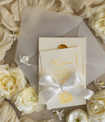 Zaproszenia na Komunię dla Dziewczynki dziewczynka  delikatne zaproszenia Komunijne Eleganckie zaproszenia komunijne dla dziewczynki, zaproszenia na komunię ze wstążką, złote zaproszenia na komunię z ozdobnym lakiem4