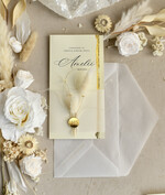 Zaproszenia na Komunię  dziewczynka  Podłużne różowe złocone zaproszenia na Komunię nowoczesne  Zaproszenia komunijne personalizowane7