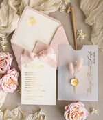 Zaproszenia na Komunię dla Dziewczynki dziewczynka  komunijne złote zaproszenia z kwiatkami, zaproszenia na Pierwszą komunię w kieszonce ze wstążką, zaproszenia na komunię dla dziewczynki, zaproszenie w kieszonce na komunię 5