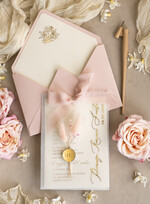 Zaproszenia na Komunię  dziewczynka  komunijne złote zaproszenia z kwiatkami, zaproszenia na Pierwszą komunię w kieszonce ze wstążką, zaproszenia na komunię dla dziewczynki, zaproszenie w kieszonce na komunię 4