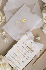 Zaproszenia na Komunię dla Dziewczynki dziewczynka  komunijne złote zaproszenia, zaproszenia na Pierwszą komunię w kieszonce ze wstążką, zaproszenie w kieszonce na komunię 4