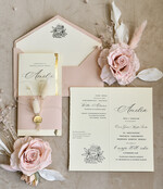 Zaproszenia na Komunię  dziewczynka  Podłużne różowe złocone zaproszenia na Komunię nowoczesne  Zaproszenia komunijne personalizowane0