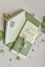 Zaproszenia na Komunię  chłopiec Podłużne szałwiowe złocone zaproszenia na Komunię nowoczesne   Zaproszenia komunijne personalizowane2