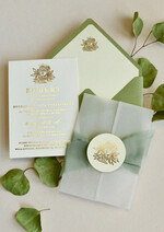 Zaproszenia na Komunię  chłopiec szałwiowe złocone zaproszenia na Komunię nowoczesne  Kalkowe Zaproszenia komunijne personalizowane0