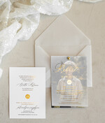 Zaproszenia na Komunię  chłopiec złocone zaproszenia na Komunię ze zdjęciem  Kalkowe Zaproszenia komunijne personalizowane3