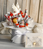 Pamiątki Prezenty na komunię  boxy prezentowe Zestaw Prezentowy od Chrzestnych na Pierwszą komunię Kinderki, Flowerbox Komunijny opakowanie na pieniądze2