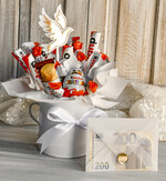 Pamiątki Prezenty na komunię  boxy prezentowe Zestaw Prezentowy od Chrzestnych na Pierwszą komunię Kinderki, Flowerbox Komunijny opakowanie na pieniądze3