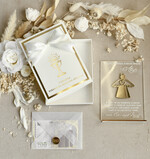 Pamiątki Prezenty na komunię  pamiątki na komunie  Statuetka pamiątka Pierwszej Komunii w pudełku, personalizowana Pamiątka Komunijna opakowanie na pieniądze0