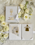 Pamiątki Prezenty na komunię  pamiątki na komunie  Statuetka pamiątka Pierwszej Komunii w pudełku, personalizowana Pamiątka Komunijna opakowanie na pieniądze3