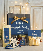 Prezenty oferta dla Firm mini zestawy  upominki świąteczne dla klientów z logo firmy Małe boxy prezentowe zestawy z kawą i herbatą miody 1