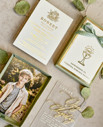 Zaproszenia na Komunię  Dla Chrzestnych i Dziadków Sałwiowe Zaproszenia na Komunię w Pudełku ze zdjęciem Zaproszenie Komunijne dla Matki Chrzestnej i Ojca Chrzestnego  lub dla Babci i Dziadka3