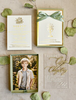 Zaproszenia na Komunię  Dla Chrzestnych i Dziadków Sałwiowe Zaproszenia na Komunię w Pudełku ze zdjęciem Zaproszenie Komunijne dla Matki Chrzestnej i Ojca Chrzestnego  lub dla Babci i Dziadka4