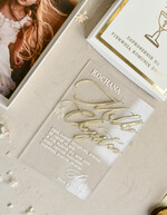 Zaproszenia na Komunię  Dla Chrzestnych i Dziadków klasyczne Złote Zaproszenia na Komunię w Pudełku ze zdjęciem Zaproszenie Komunijne dla Matki Chrzestnej i Ojca Chrzestnego lub dla Babci i Dziadka2