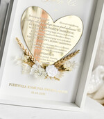 podziękowania dla najbliższych  Podziękowania w Ramie Komunijne podziękowanie dla Matki i Ojca Chrzestnego Rama i kwiaty , Flowerbox Serce podziękowania dla chrzestnych na Komunię3