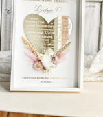 podziękowania dla najbliższych  Podziękowania w Ramie podziękowanie dla Matki Chrzestnej na Komunię, Komunijne podziękowania dla Matki i Ojca Chrzestnego Rama i kwiaty , Flowerbox Serce 1