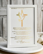 podziękowania dla najbliższych  Podziękowania w Ramie podziękowanie dla rodziców Chrzestnych na Komunię, Komunijne podziękowania dla Matki i Ojca Chrzestnego w białej ramie 3