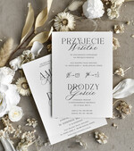 Zaproszenia ślubne tanie Minimalistyczne Zaproszenie Ślubne Czarno Białe, Monochromatyczne Zaproszenia na Ślub 1