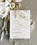 Zaproszenia ślubne tanie Boho Nowoczesne Zaproszenia Ślubne Czarno Białe, bezowe Zaproszenia na Ślub 0